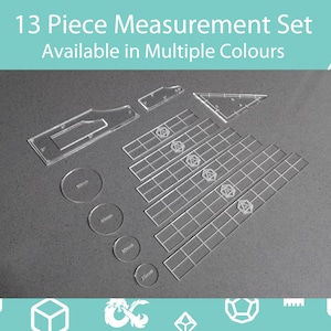 13 Piece Table Top Measuring Set - Rulers, Tools, Widgets & Gauges - Tabletop Wargaming Set