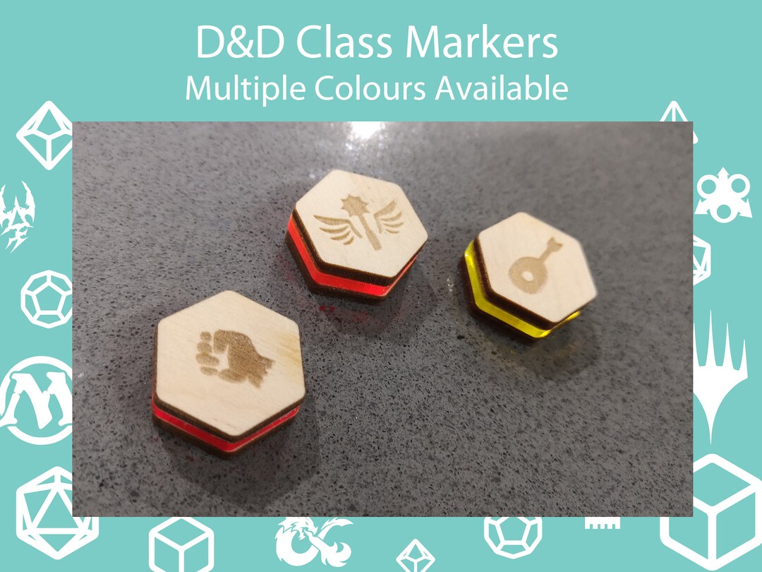 D&amp;D Class Icon Markers - Plywood and Acrylic - Ideal for Any Dice Games ...