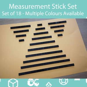 Tabletop Gaming Measurement Movement Gauge Set of 18 - Multiple Colours of Acrylic Available