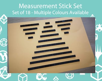 Tabletop Gaming Measurement Movement Gauge Set of 18 - Multiple Colours of Acrylic Available