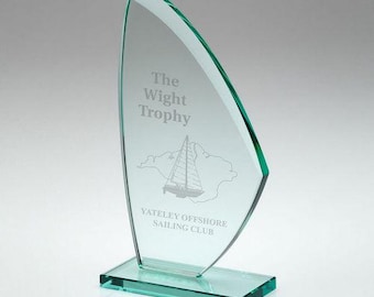 Jade Glass Sail Plaque (10mm Thick) - Personalisable Engraving