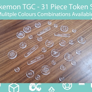 Conjunto de tokens acrílicos compatíveis com efeitos/status do Pokémon TCG, habilidade usada, dano/ponto de vida