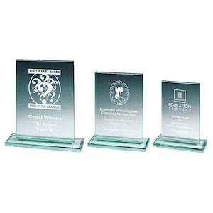 Jade Glass Rectangle Stand - Personalisable Engraving - Available in 3 Sizes