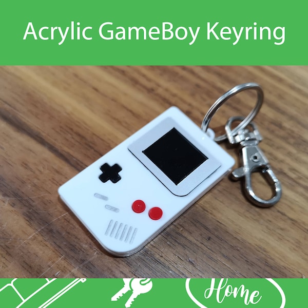 Game Boy Keychain/GameBoy Keyring/Backpack tag/Lunchbox tag. Acrylic Keyring, Ideal gift for a gamer