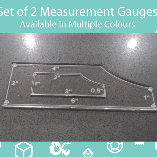 3" and 6" Measurement Movement Gauges - Set of 2 - Table Top Gaming. 3", 2", 1" and .5". 6", 4", 2" and 1"