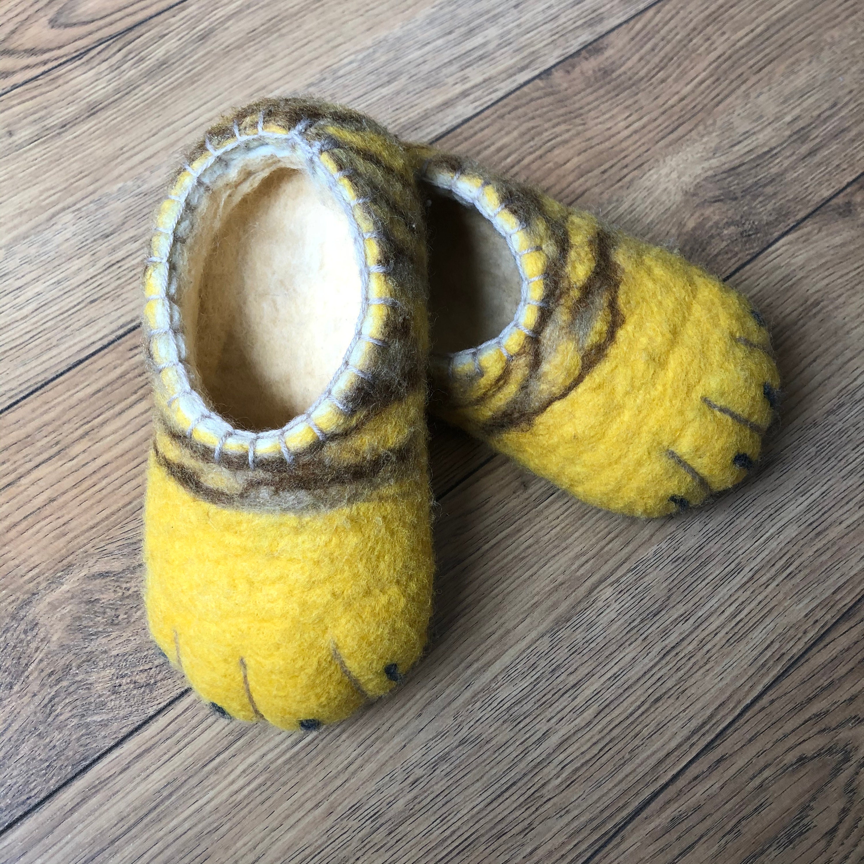 Wool Felted Handmade Slippers tiger Children Etsy