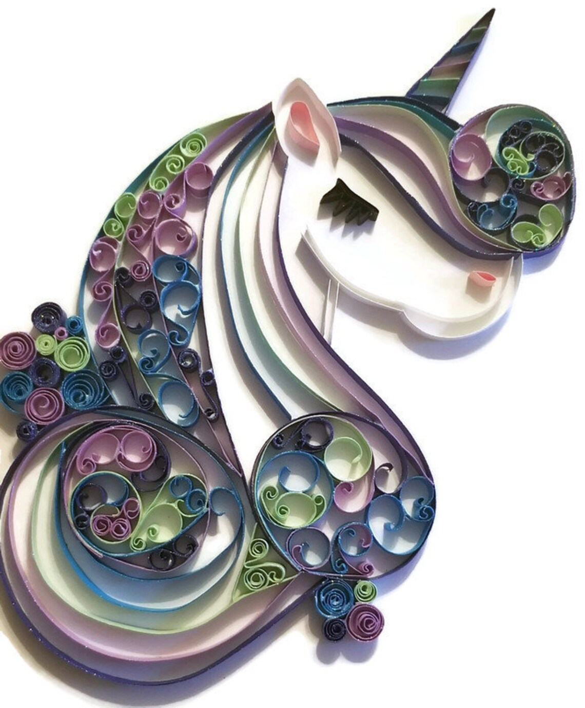 Unicorn Quilling Art 8 X 10 Framed Art Colorful Glitter Etsy