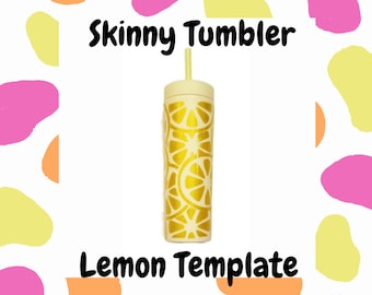 Plantilla de calcomanía para vaso delgado de limón – Envoltura de 16 oz (SVG, JPG)