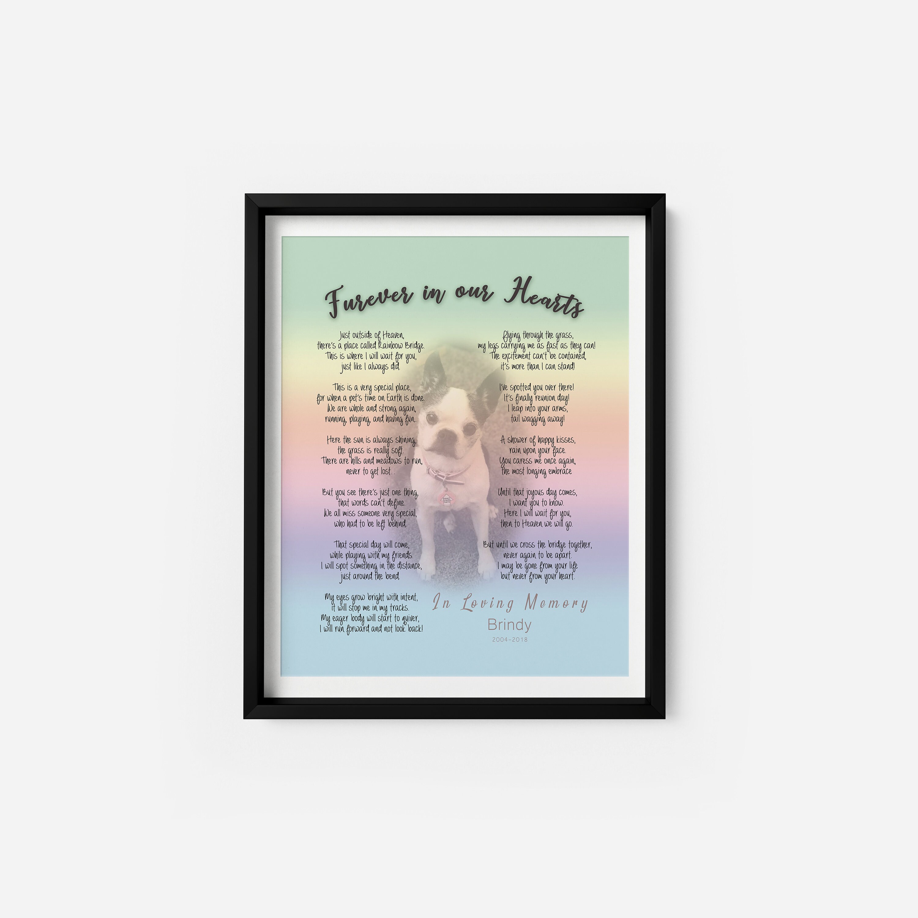 Rainbow Bridge Poem Art Print 8x10 Print Frameable Decorative Picture Pet Loss