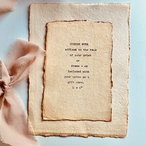 Hand Typed Note Add-On: Custom Typewritten Note Included with Your Order or Affixed to Back of Your Print or Frame