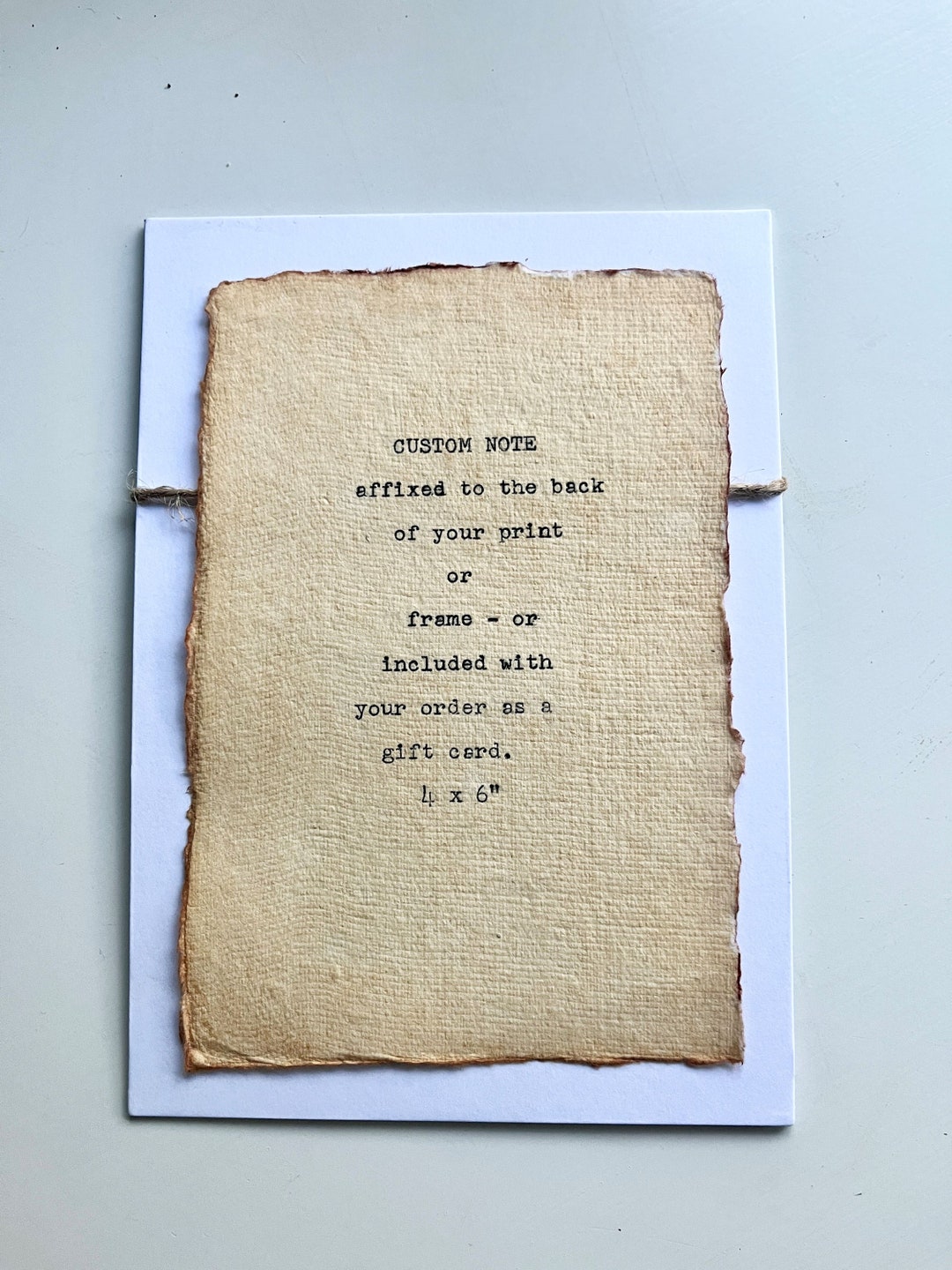 Hand Typed Gift Card/note ADD-ON: Typewritten Note Affixed to the Back ...