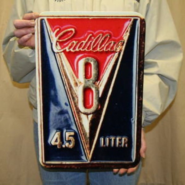 Cadillac V8 Vintage / Metal Art Sign