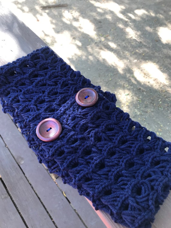 Witching Hour Indigo Broomstick Lace Cowl Crochet Scarf