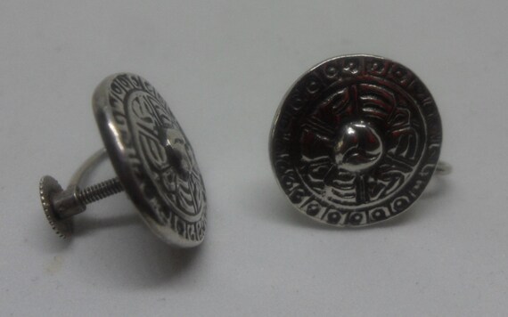 Vintage Celtic Shield Design Solid Silver Screw-O… - image 5