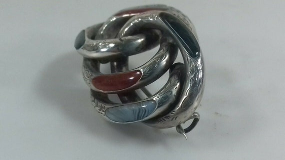 Solid Silver Victorian Lovers Knot with Agate - image 4