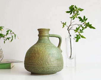 Ceramic vase by Vetter Keramik, handle vase, light green, 814 - 17, midcentury, vintage