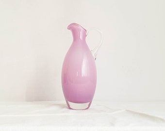 Vase en verre, rose, milieu du siècle, vintage