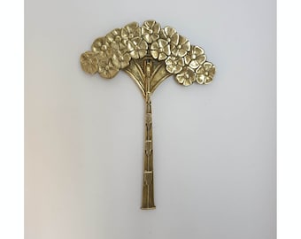 Brass coat hook, Art Nouveau ornament, hydrangea panicle, from the 70s, vintage