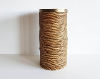 Gabriella Crespi style, wicker paper bin, paper bin, umbrella stand, midcentury, vintage