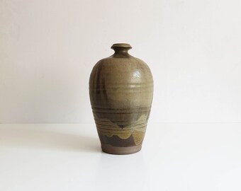 Large green studio ceramic vase, studio ceramics, vintage