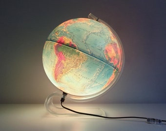 Scan Globe danmark A/S, Lucite_ globe from Scan Globe, illuminated, acrylic base, vintage