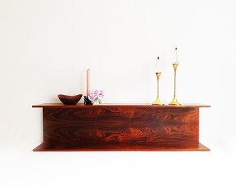 Wilhelm Renz, rosewood shelf, 70s, Walter Wirz design, wall shelf, vintage