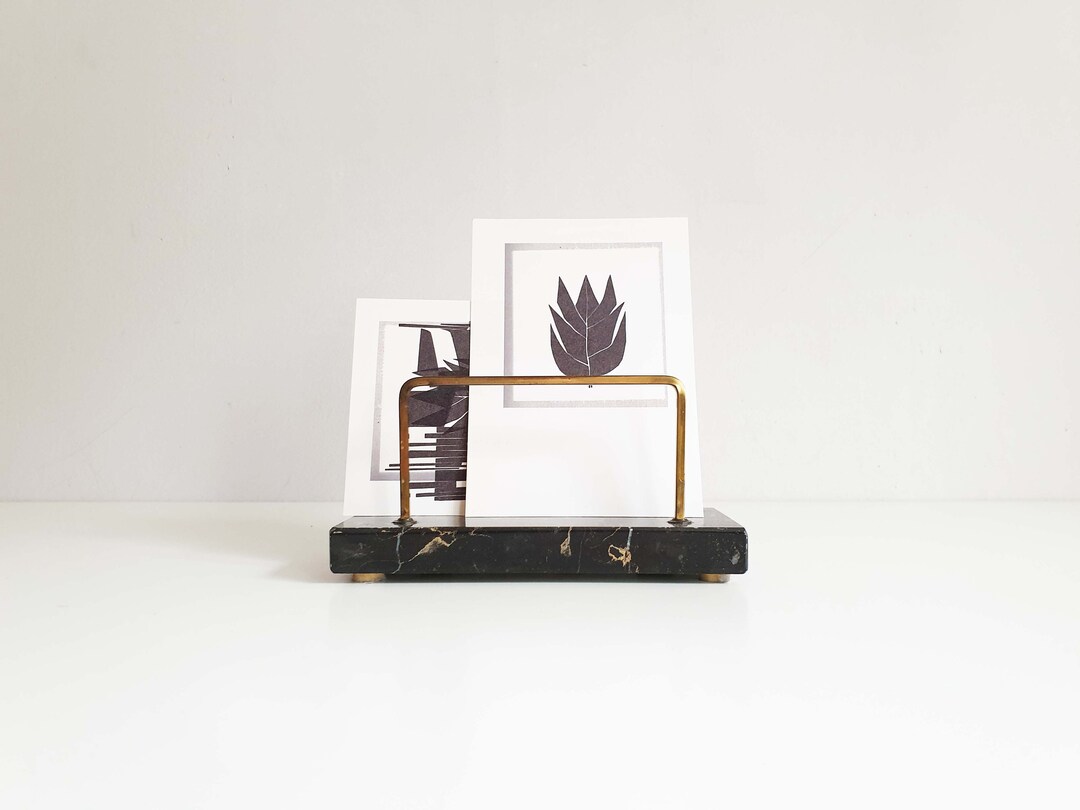 Marble Letter Stand Art Deco Black/brass Vintage Etsy
