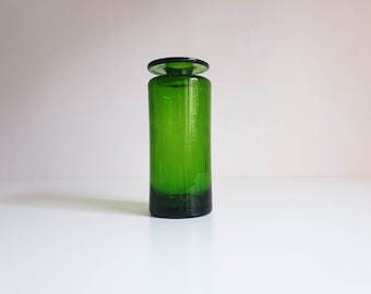 Vase en verre, scandinave, milieu du siècle, vert, vintage