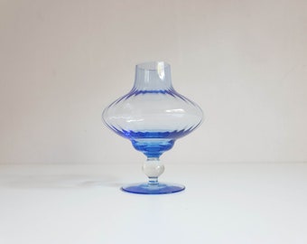 Verre à tasse, vase en verre, verre bleu délicat, vintage