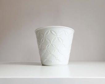 Porcelain Arzberg flower planter, ca. 70s op art, white porcelain pot, vintage