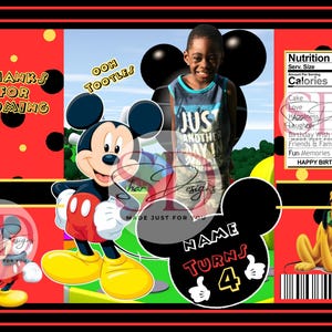 Mickey Inspired Party Favor Digital Editable Template