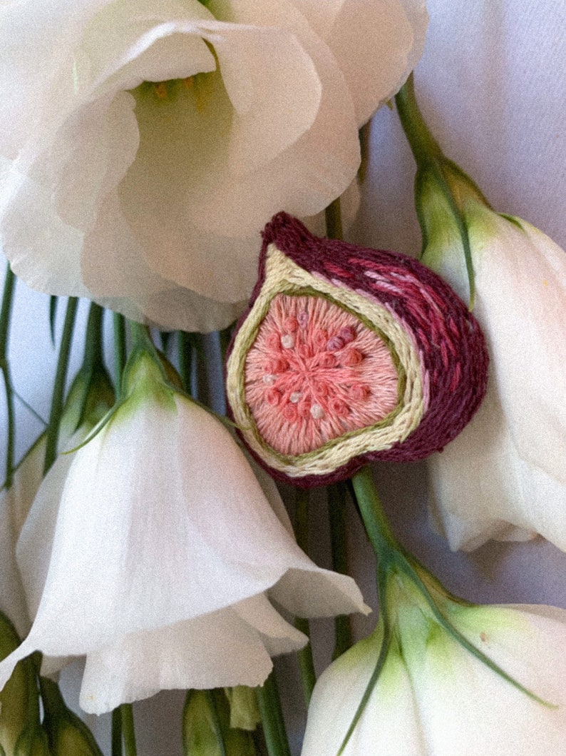 Figs brooch / hand embroidery / fruit brooch / exotic fruit / Etsy