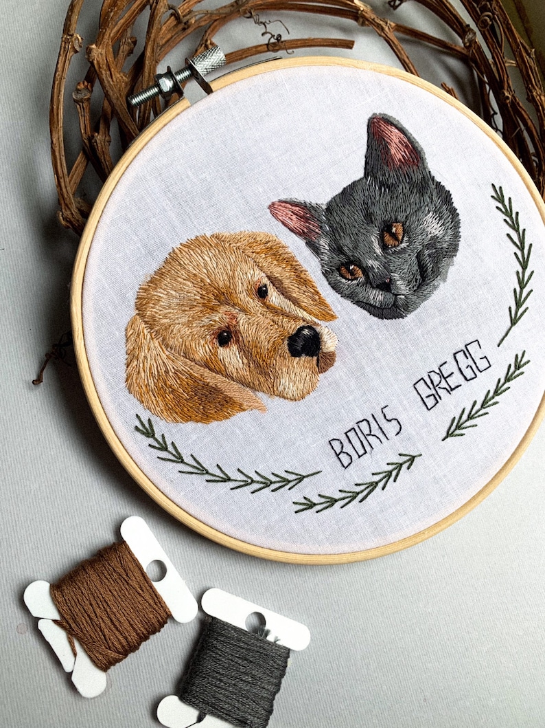 Custom pet embroidery portrait Etsy