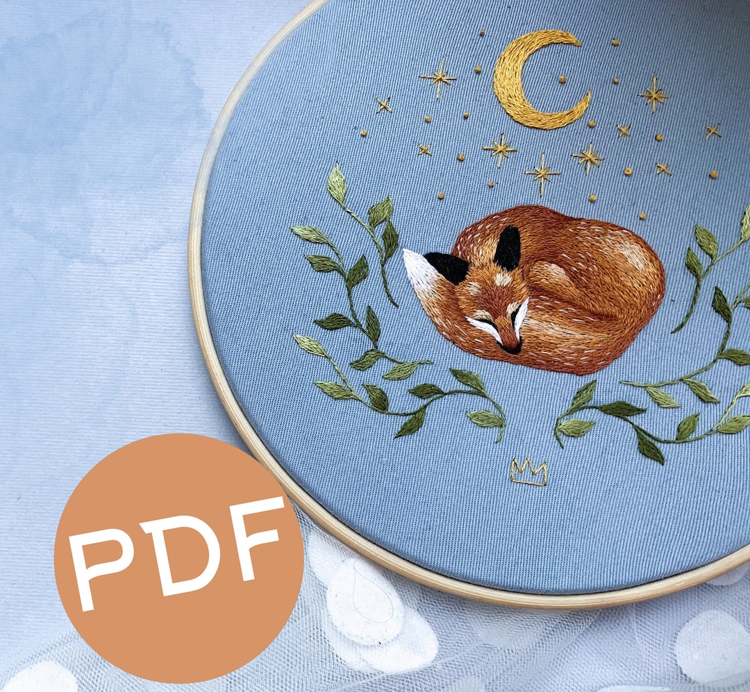 Fox Embroidery Pattern, PDF Embroidery Tutorial, Fox Pattern Embroidery ...