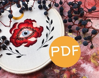 Flower eye embroidery PDF tutorial