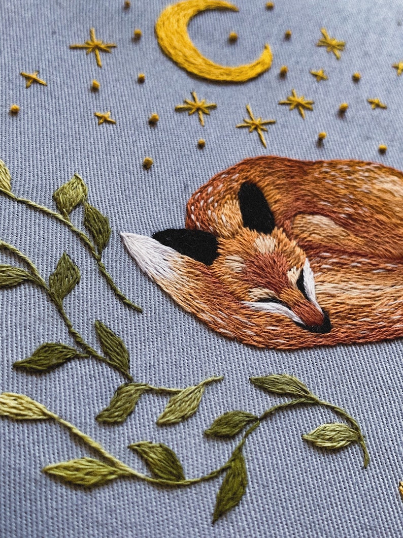 Fox Embroidery Pattern PDF Embroidery Tutorial Fox Pattern Etsy