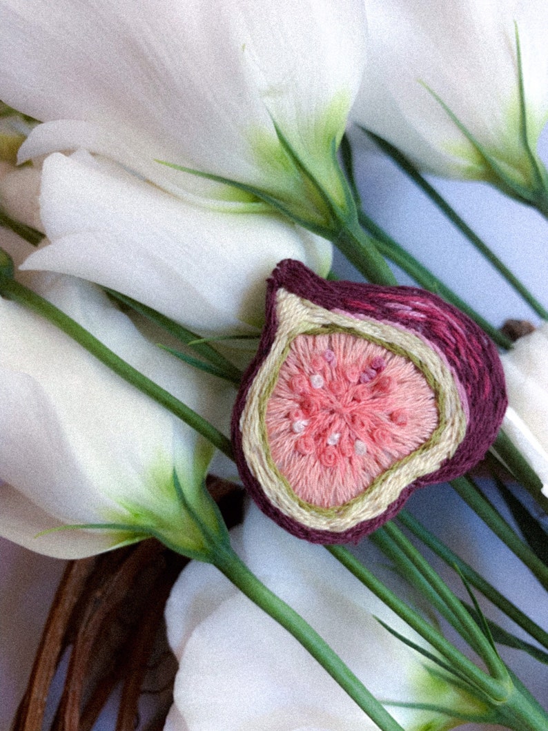 Figs brooch / hand embroidery / fruit brooch / exotic fruit / Etsy