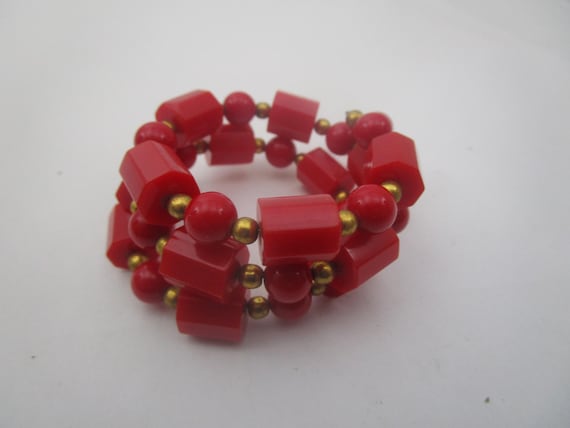 Retro Mid Century Modern Red Plastic Bracelet