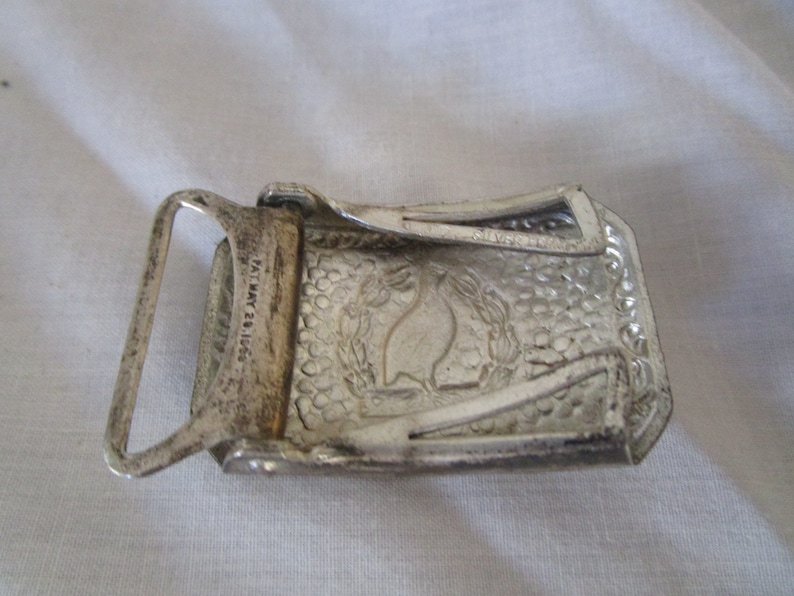 1923 Antique Silver Arts /& Crafts Dupont Belt Buckle with Pheasant Motif
