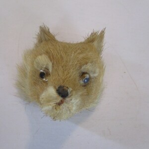 Vintage Real Animal Fur Fox Family Adornment Glass Eyes - Creepy