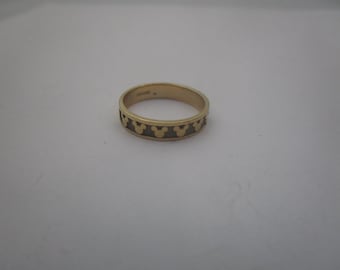 Vintage Walt Disney 10K Yellow Gold Ring w/ Hidden Mickey Motif