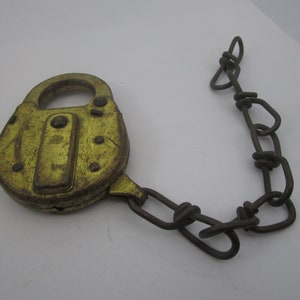 Antique Corbin Steel Padlock & Chain