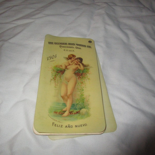Rare 1901 Antique Celluloid Advertising Notebook Nude Scene Cincinnati Ohio Whitehead & Hoag