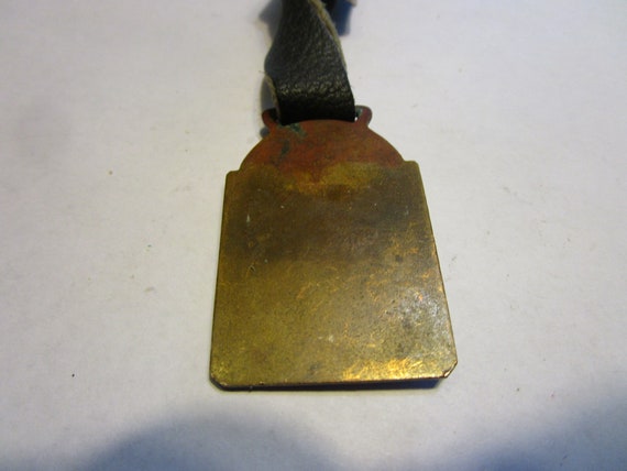 1931 Antique Bronze with Blue Enamel Watch Fob Am… - image 3