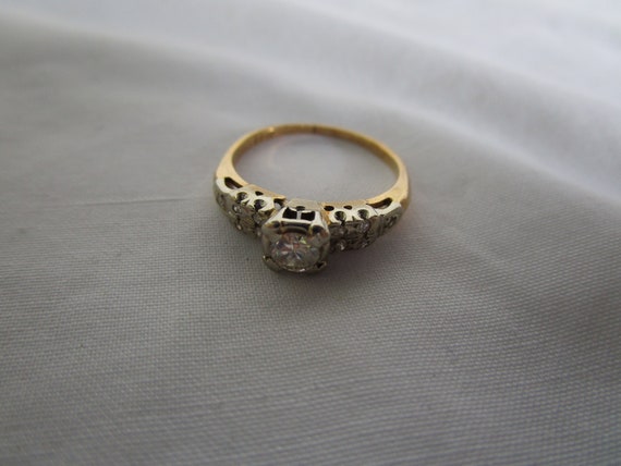 Antique 14K Gold Diamond Engagement Ring Yellow &… - image 4