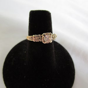 Antique 14K Gold Diamond Engagement Ring Yellow & White Gold Ladies