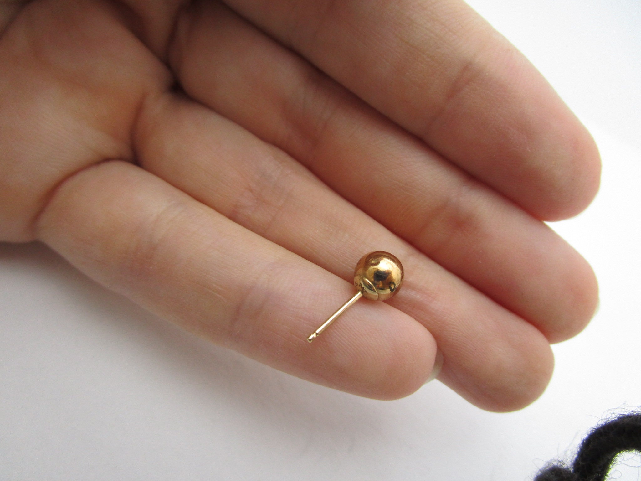 14K Yellow Gold Ball Single Stud Pierced Earring Etsy UK