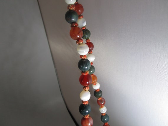 Vintage Polished Stone Ball Beads Necklace Carnel… - image 5