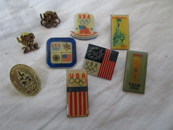 Vintage Lot of 9 U S Olympic Pinbacks - image 1