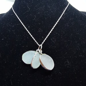 Sterling silver necklace with a cluster of seaglass!